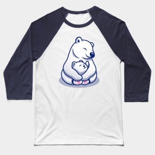 Cute Polar Bear Mom Hugging Baby Polar Baseball T-Shirt